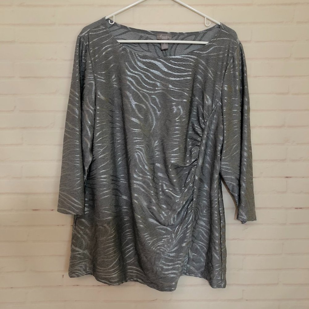 Chicos Travelers Silver Animal Print Tunic 3 or XL